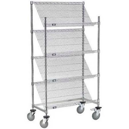Nexel Slant Wire Shelving Suture Cart, 4 Shelves, 36inW x 18inL x 69inH 436956B